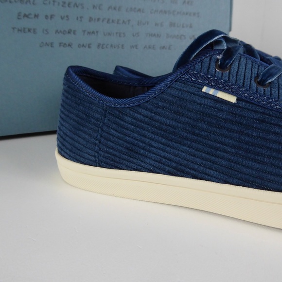 Toms Carmel Corduroy Shoes Atlantic Blue Sneaker - Picture 7 of 8
